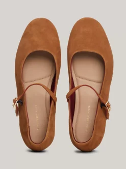 Baleriny|Płaskie Buty*Tommy Hilfiger Zamszowe Baleriny Mary Jane DRIFTWOOD BROWN