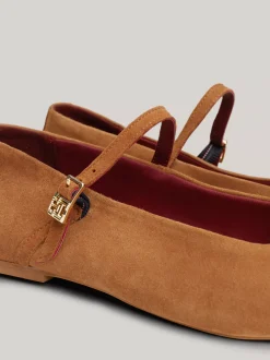 Baleriny|Płaskie Buty*Tommy Hilfiger Zamszowe Baleriny Mary Jane DRIFTWOOD BROWN