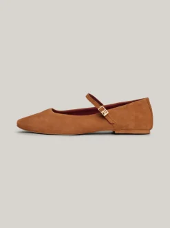 Baleriny|Płaskie Buty*Tommy Hilfiger Zamszowe Baleriny Mary Jane DRIFTWOOD BROWN
