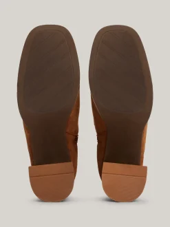 Botki Do Kostki|Botki*Tommy Hilfiger Zamszowe Botki Na Obcasie Klockowym TH Monogram DRIFTWOOD BROWN