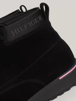 Buty Sznurowane|Buty*Tommy Hilfiger Zamszowe Botki Nad Kostkę Z Logo BLACK