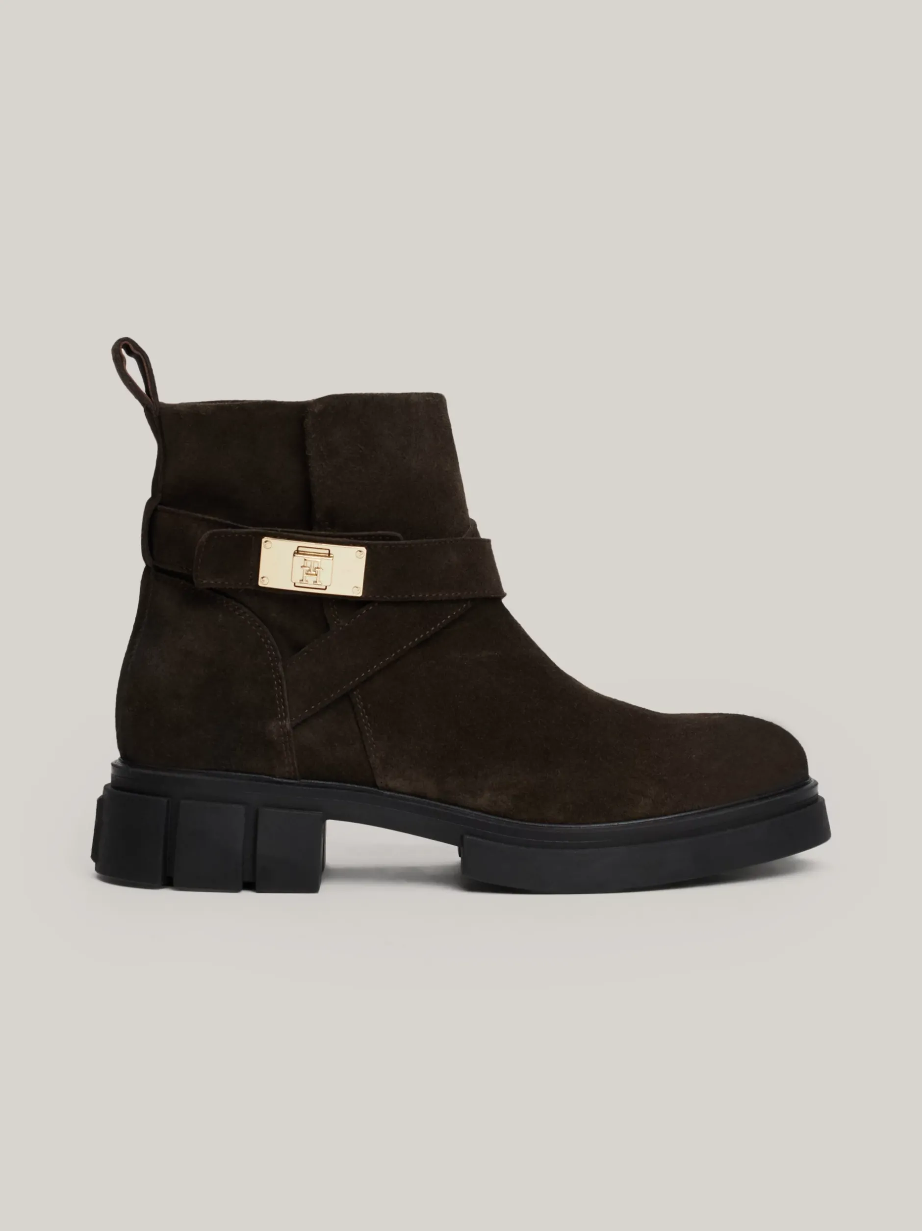 Botki*Tommy Hilfiger Zamszowe Botki TH Monogram DARK COFFEE