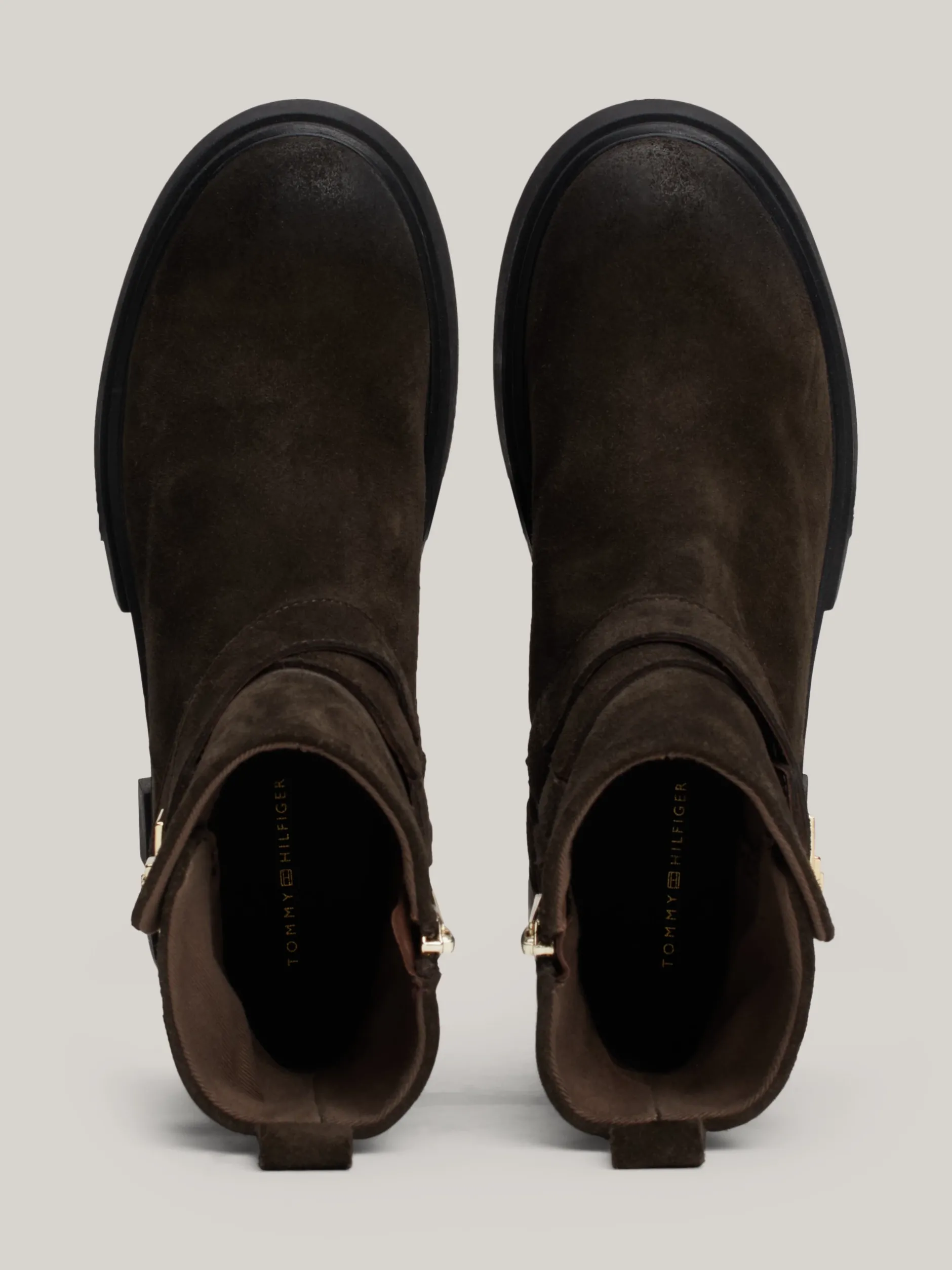 Botki*Tommy Hilfiger Zamszowe Botki TH Monogram DARK COFFEE