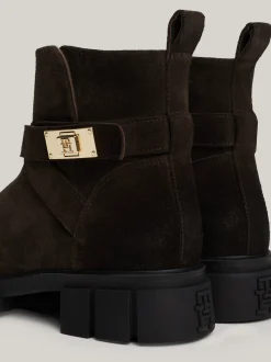 Botki*Tommy Hilfiger Zamszowe Botki TH Monogram DARK COFFEE
