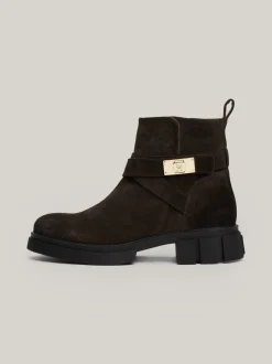 Botki*Tommy Hilfiger Zamszowe Botki TH Monogram DARK COFFEE