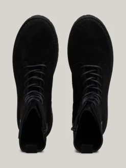 Sznurowane Botki|Botki*Tommy Hilfiger Zamszowe Botki Z Protektorem BLACK