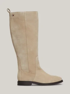 Kozaki|Botki*Tommy Hilfiger Zamszowe Kozaki Z Flagą BEIGE