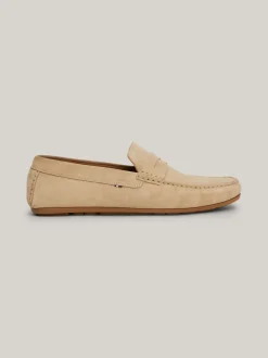 Mokasyny & Buty Żeglarskie|Buty Casual*Tommy Hilfiger Zamszowe Mokasyny Typu Driver Z Flagą BEIGE