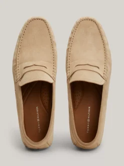 Mokasyny & Buty Żeglarskie|Buty Casual*Tommy Hilfiger Zamszowe Mokasyny Typu Driver Z Flagą BEIGE