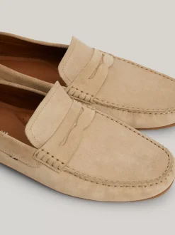 Mokasyny & Buty Żeglarskie|Buty Casual*Tommy Hilfiger Zamszowe Mokasyny Typu Driver Z Flagą BEIGE