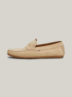 Mokasyny & Buty Żeglarskie|Buty Casual*Tommy Hilfiger Zamszowe Mokasyny Typu Driver Z Flagą BEIGE