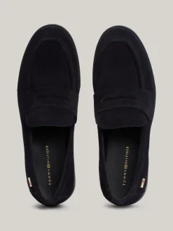 Mokasyny & Loafers|Płaskie Buty*Tommy Hilfiger Zamszowe Mokasyny Z Emaliowaną Flagą SPACE BLUE