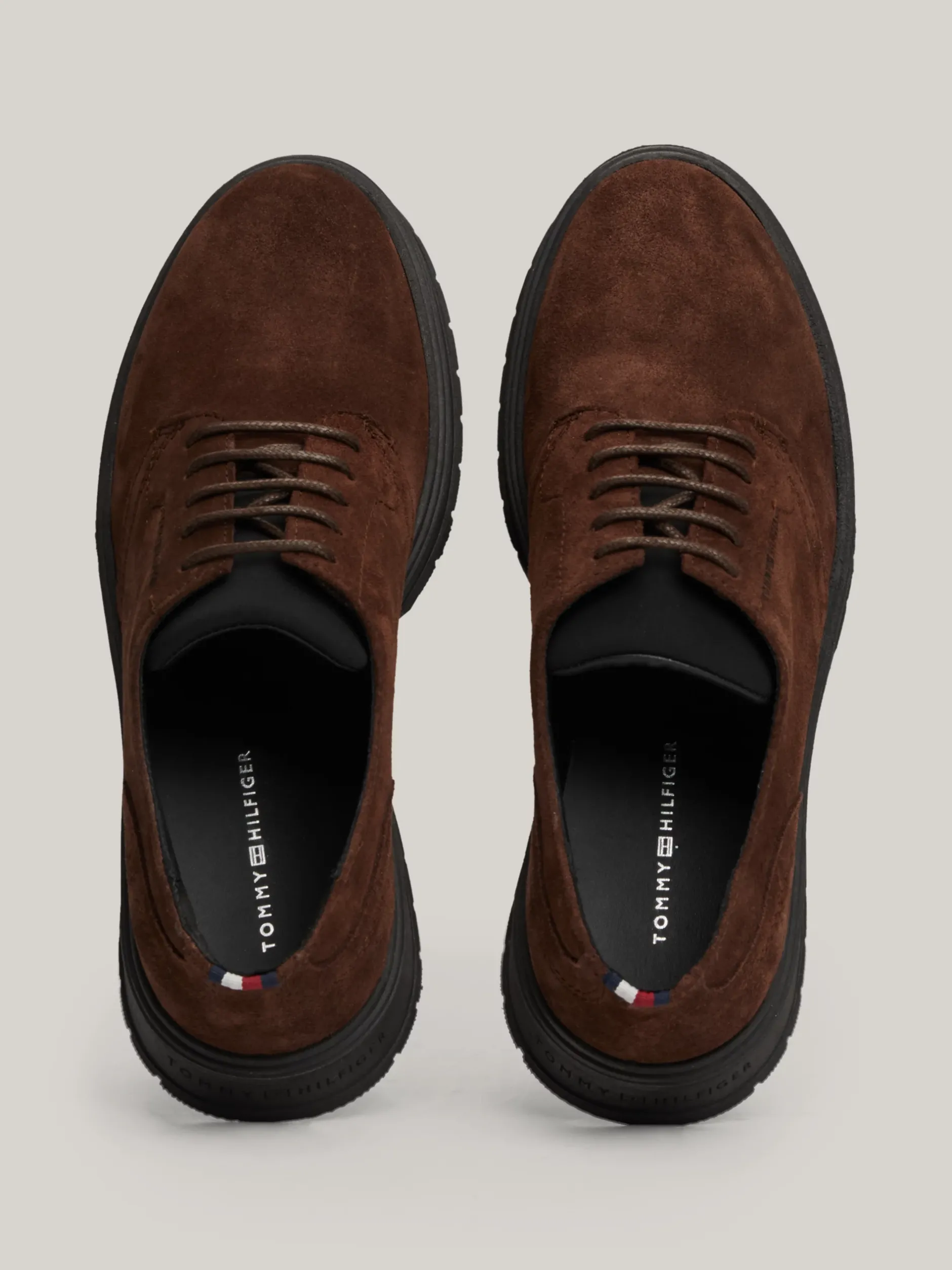 Buty Wizytowe*Tommy Hilfiger Zamszowe Sznurowane Buty Typu Derby COCOA