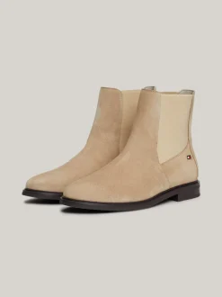 Chelsea Boots|Botki*Tommy Hilfiger Zamszowe Sztyblety Z Emaliowaną Flagą BEIGE