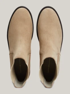 Chelsea Boots|Botki*Tommy Hilfiger Zamszowe Sztyblety Z Emaliowaną Flagą BEIGE