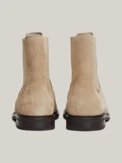 Chelsea Boots|Botki*Tommy Hilfiger Zamszowe Sztyblety Z Emaliowaną Flagą BEIGE
