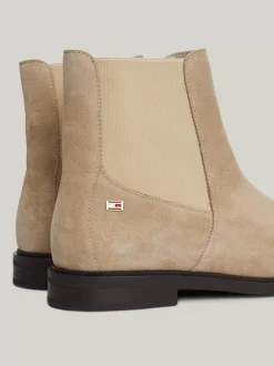 Chelsea Boots|Botki*Tommy Hilfiger Zamszowe Sztyblety Z Emaliowaną Flagą BEIGE