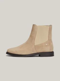 Chelsea Boots|Botki*Tommy Hilfiger Zamszowe Sztyblety Z Emaliowaną Flagą BEIGE