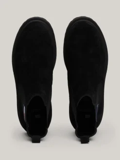 Sztyblety|Buty*Tommy Hilfiger Zamszowe Sztyblety Z Logo Powlekanym Gumą BLACK