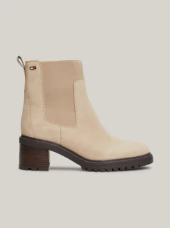 Chelsea Boots|Botki*Tommy Hilfiger Zamszowe Sztyblety Z Obcasem Klockowym BEIGE