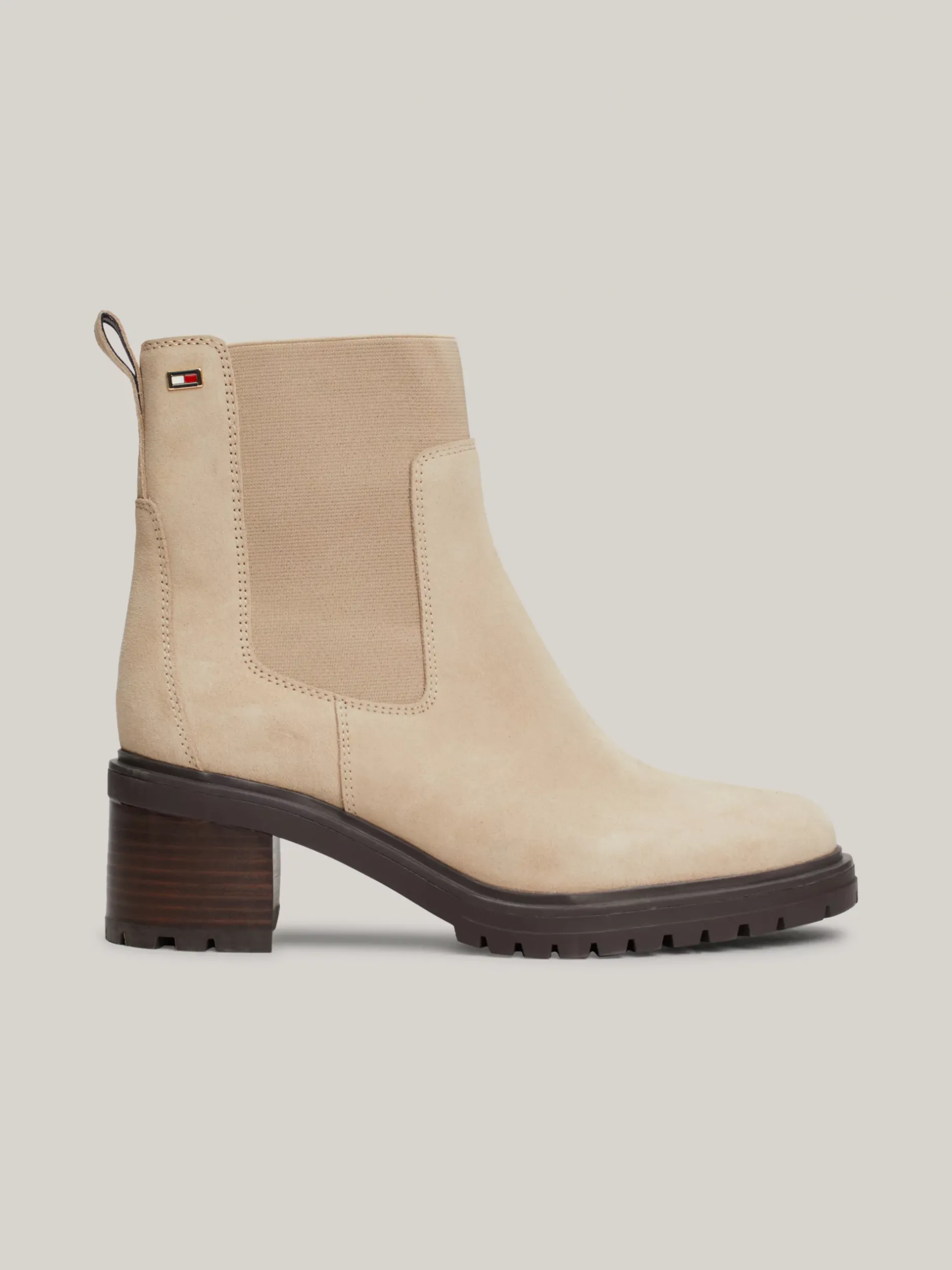 Chelsea Boots|Botki*Tommy Hilfiger Zamszowe Sztyblety Z Obcasem Klockowym BEIGE