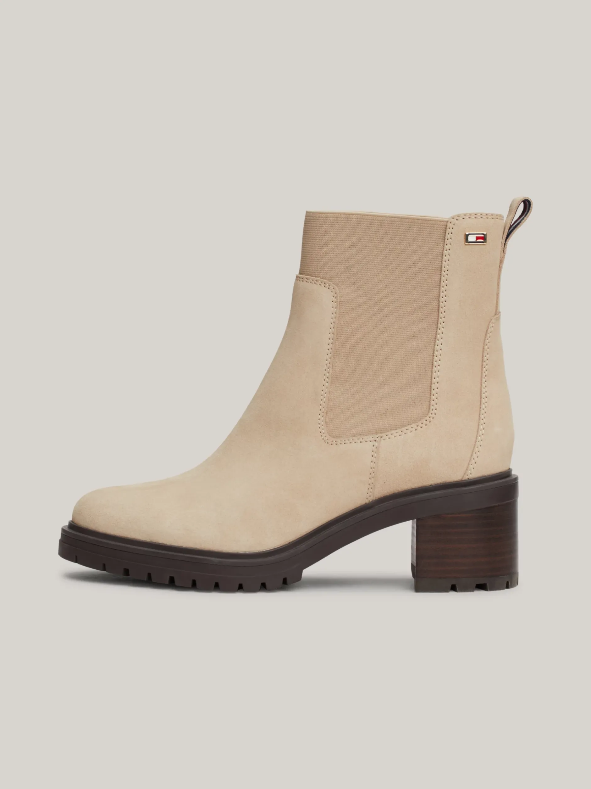 Chelsea Boots|Botki*Tommy Hilfiger Zamszowe Sztyblety Z Obcasem Klockowym BEIGE