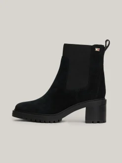 Chelsea Boots|Botki*Tommy Hilfiger Zamszowe Sztyblety Z Obcasem Klockowym BLACK