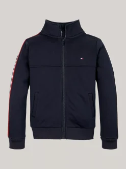 Bluzy Dresowe I Z Kapturem*Tommy Hilfiger Zapinana Na Zamek Bluza Z Sygnowanymi Lampasami DESERT SKY