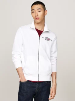 Bluzy Dresowe & Z Kapturem*Tommy Hilfiger Zapinana Na Zamek Bluza Z Wyhaftowaną Flagą WHITE