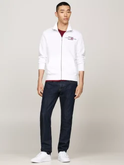 Bluzy Dresowe & Z Kapturem*Tommy Hilfiger Zapinana Na Zamek Bluza Z Wyhaftowaną Flagą WHITE