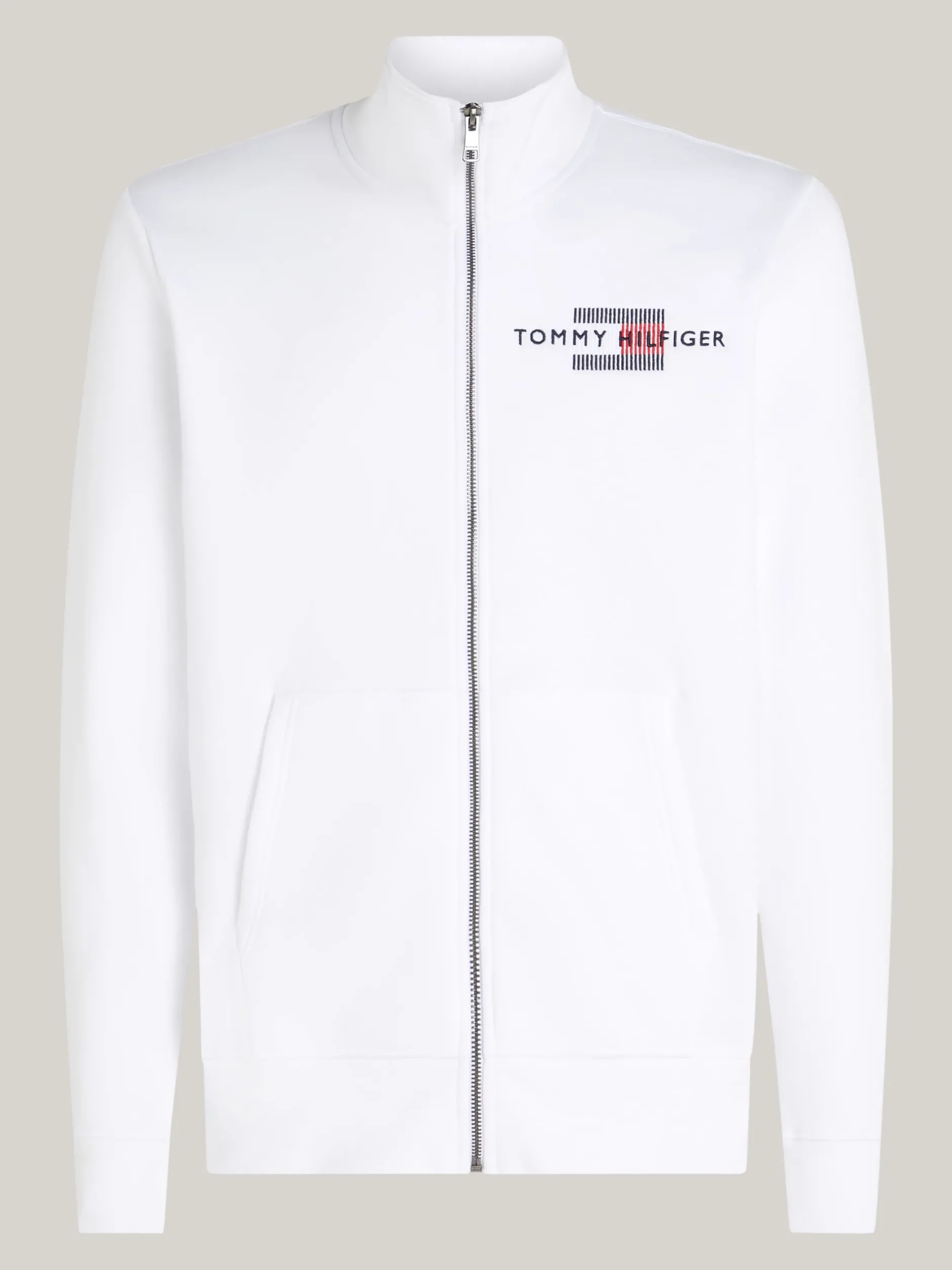 Bluzy Dresowe & Z Kapturem*Tommy Hilfiger Zapinana Na Zamek Bluza Z Wyhaftowaną Flagą WHITE