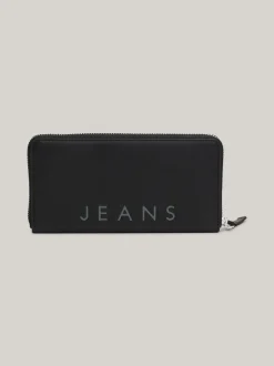 Portfele & Breloczki Do Kluczy*Tommy Hilfiger Zapinany Na Zamek Portfel City Z Logo BLACK