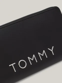 Portfele & Breloczki Do Kluczy*Tommy Hilfiger Zapinany Na Zamek Portfel City Z Logo BLACK