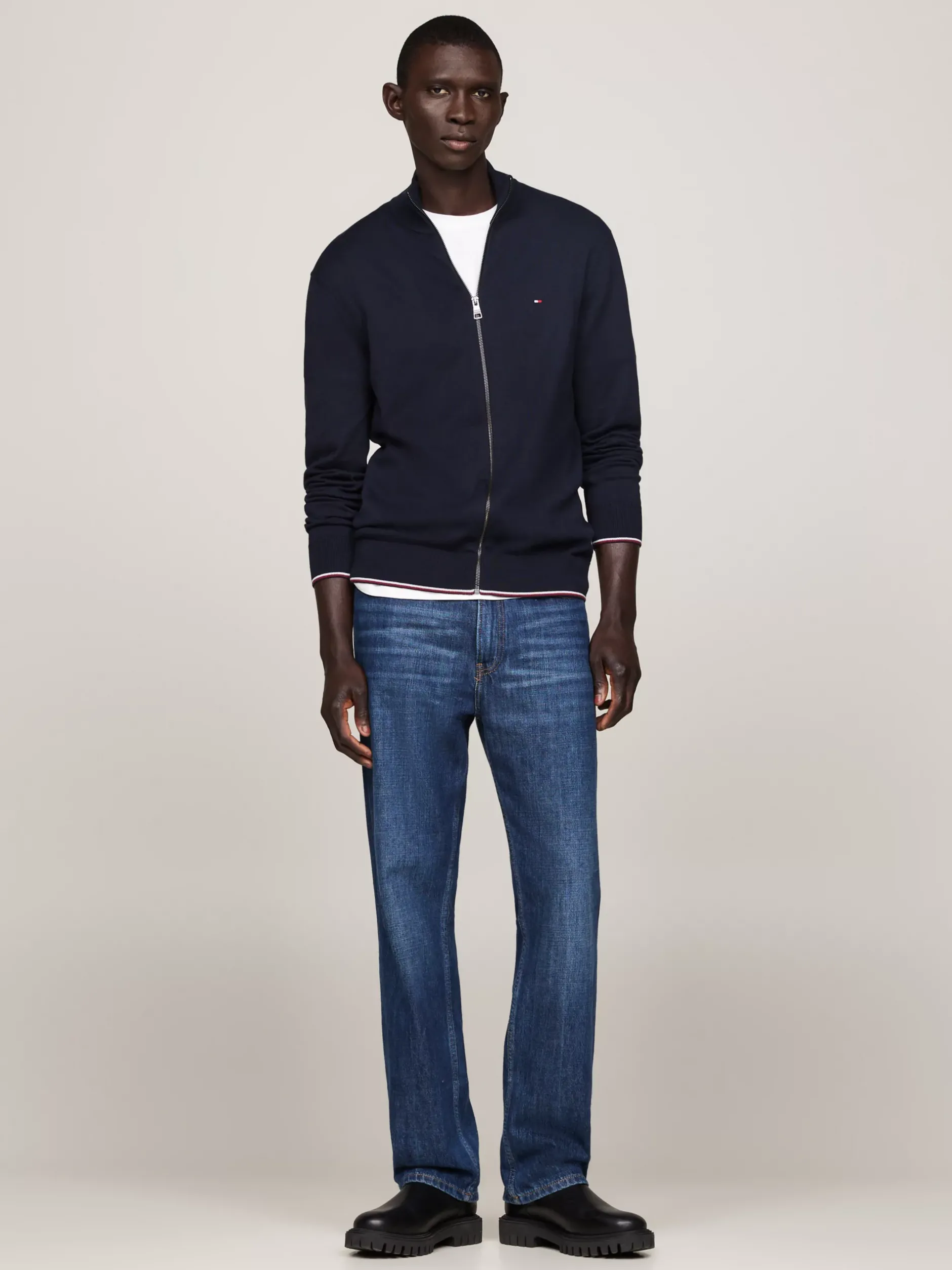 Swetry|Dzianina*Tommy Hilfiger Zapinany Na Zamek Sweter Z Jedwabiu DESERT SKY
