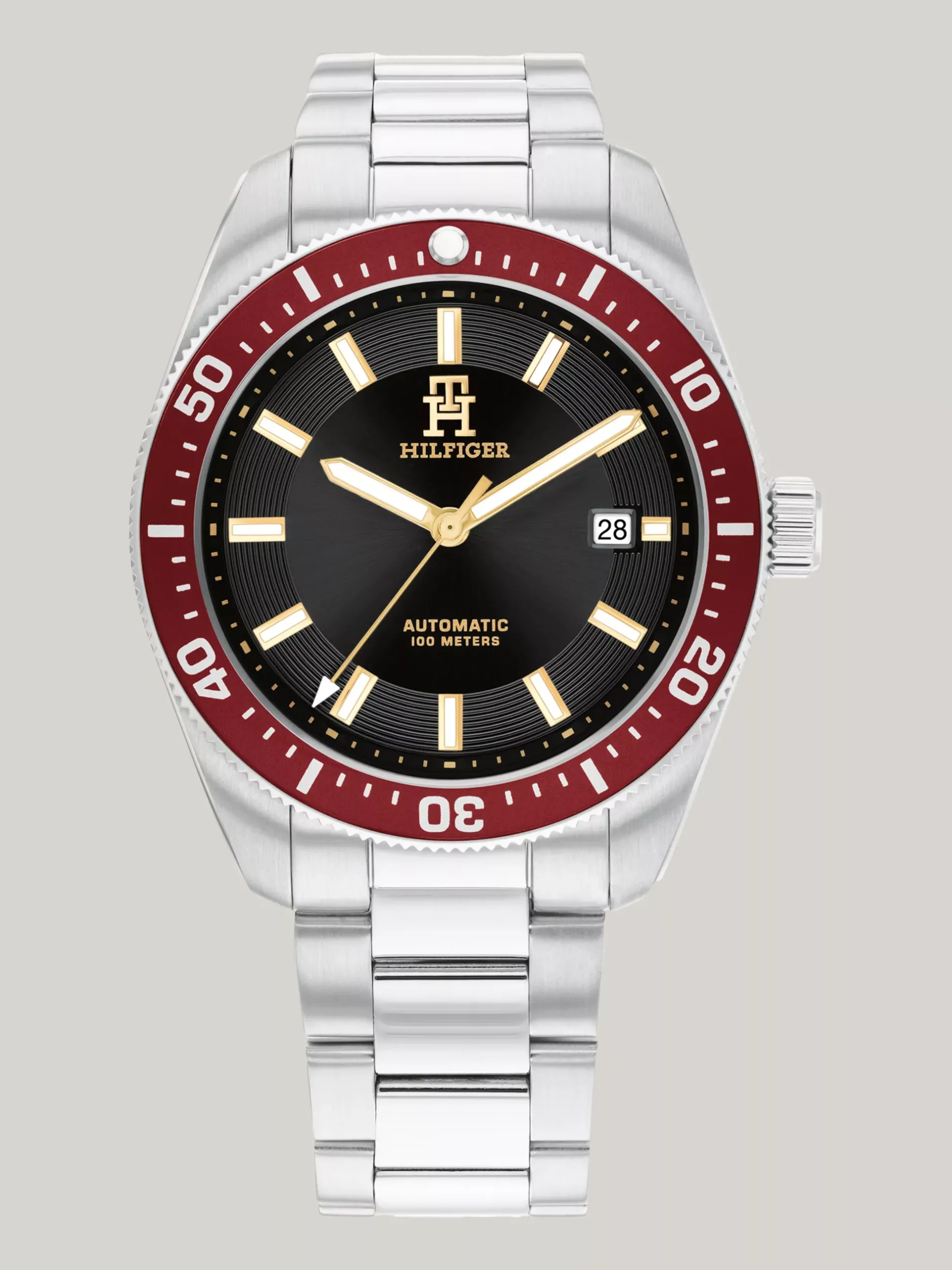 Zegarki*Tommy Hilfiger Zegarek TH Monogram Z Czerwoną Lunetą SILVER