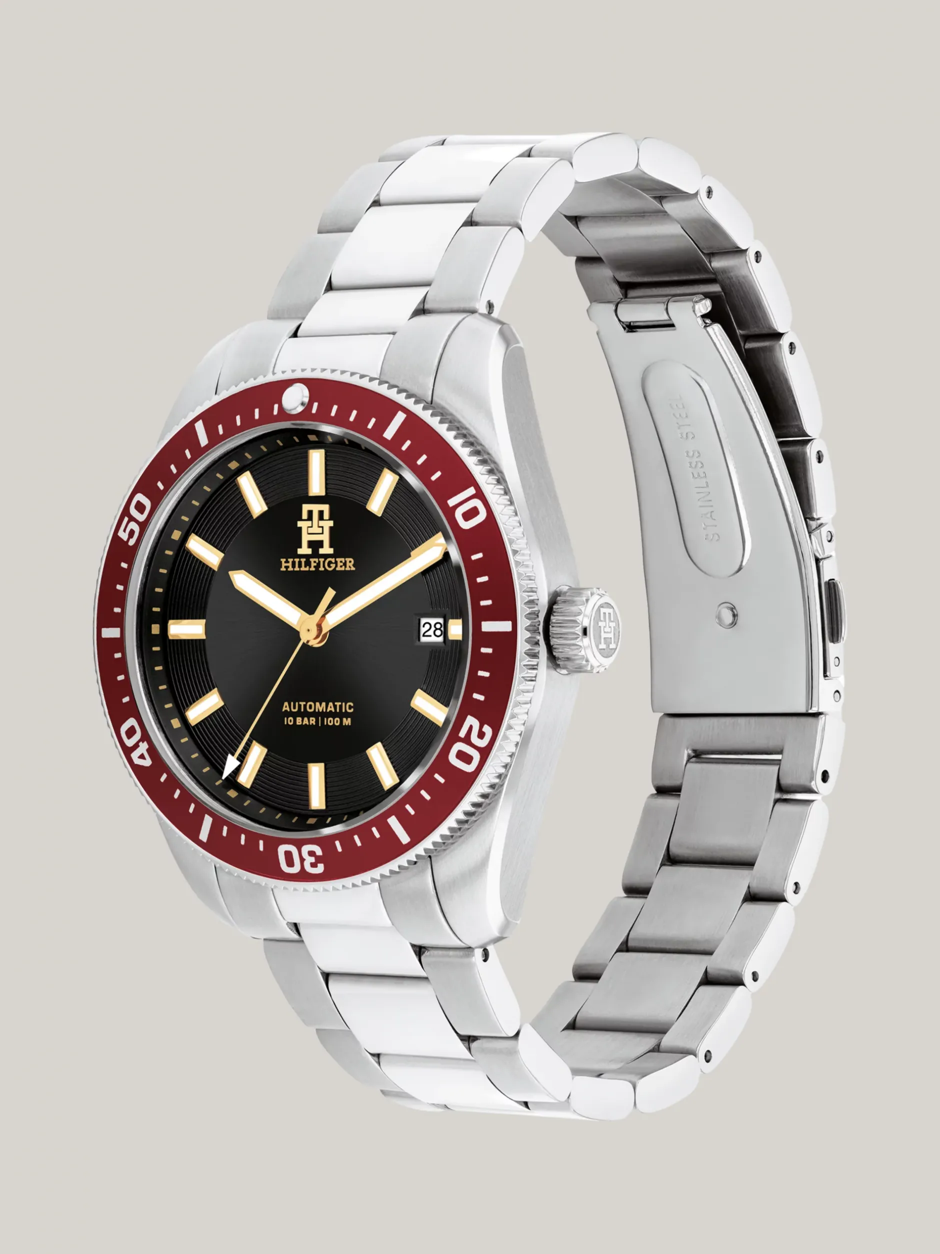 Zegarki*Tommy Hilfiger Zegarek TH Monogram Z Czerwoną Lunetą SILVER