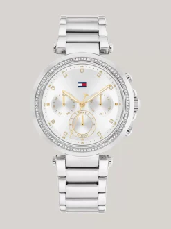 Zegarki*Tommy Hilfiger Zegarek W Kolorze Srebra Z Kryształkami SILVER
