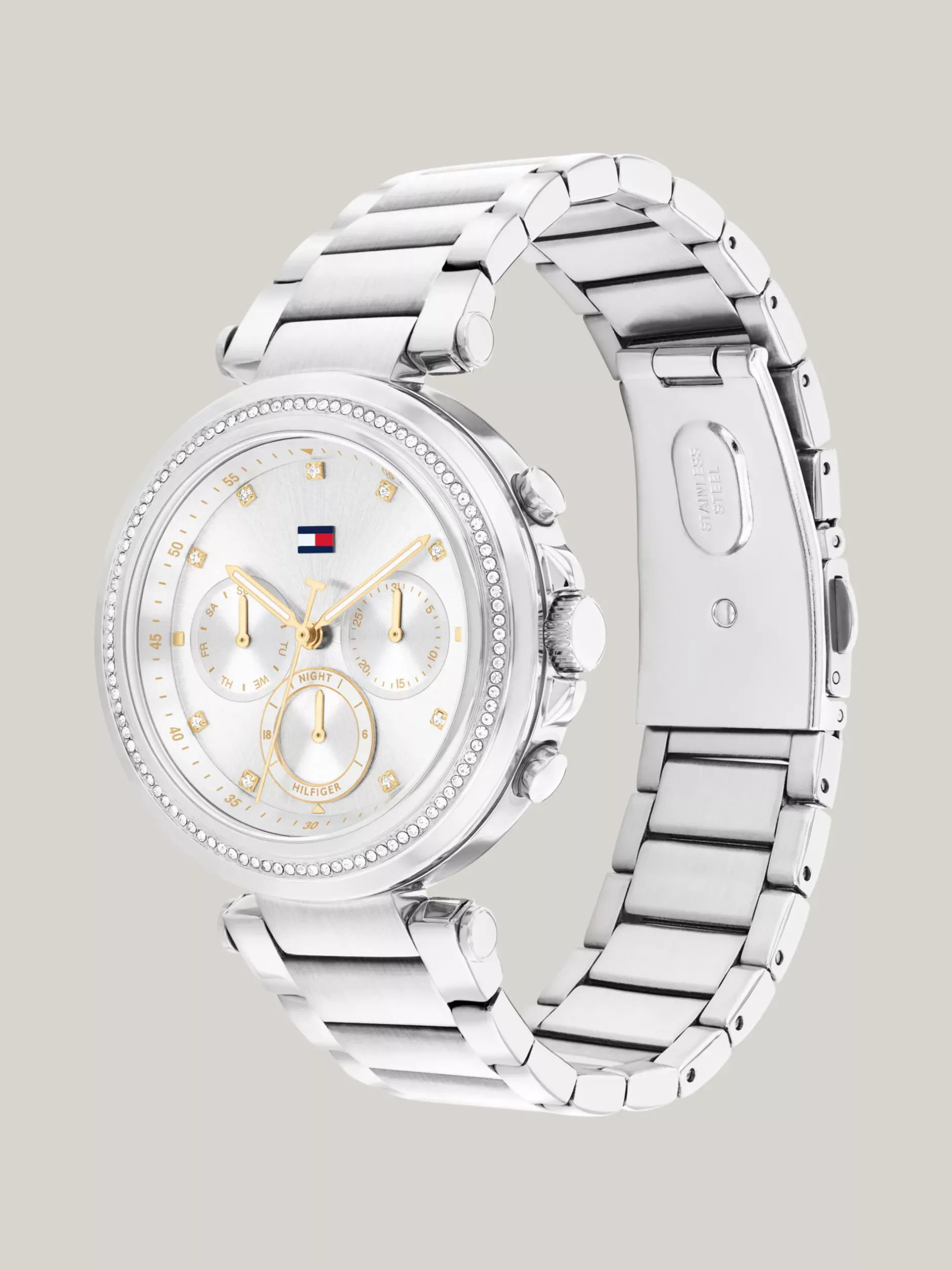 Zegarki*Tommy Hilfiger Zegarek W Kolorze Srebra Z Kryształkami SILVER