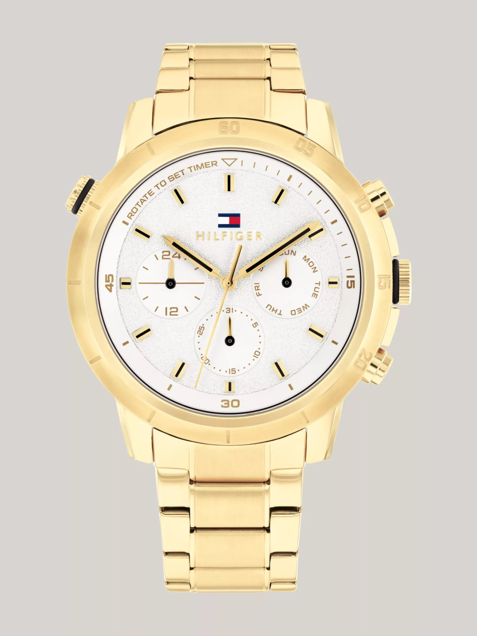 Zegarki*Tommy Hilfiger Zegarek Z Białą Tarczą I Pozłacaną Bransoletą GOLD