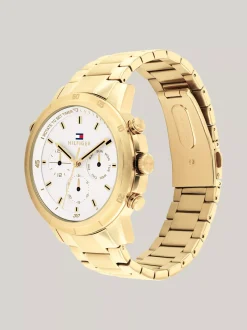 Zegarki*Tommy Hilfiger Zegarek Z Białą Tarczą I Pozłacaną Bransoletą GOLD
