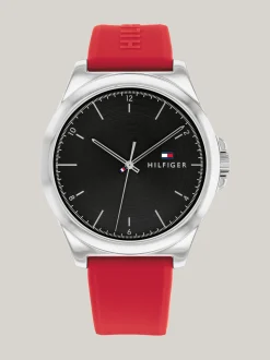 Zegarki*Tommy Hilfiger Zegarek Z Czerwonym Silikonowym Paskiem RED