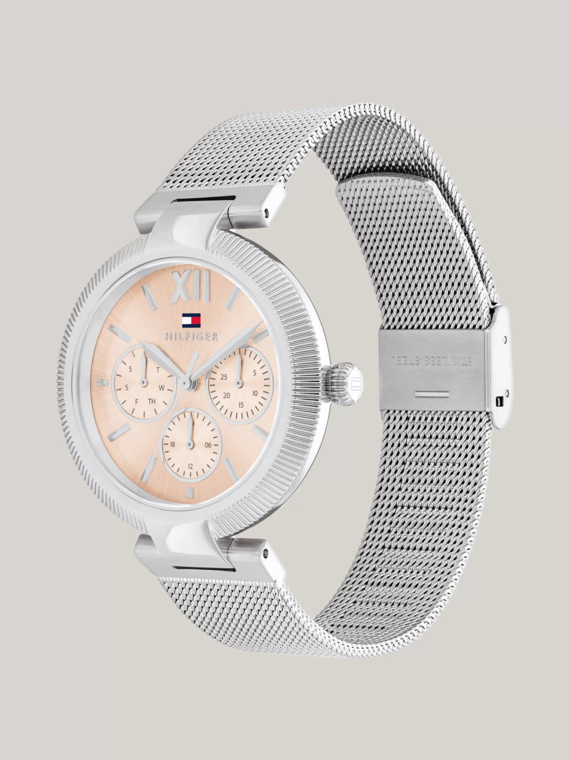 Zegarki*Tommy Hilfiger Zegarek Ze Stali Nierdzewnej Z Jasnoróżową Tarczą SILVER