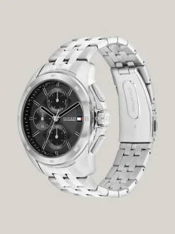 Zegarki*Tommy Hilfiger Zegarek Ze Stali Nierdzewnej Z Czarną Tarczą SILVER
