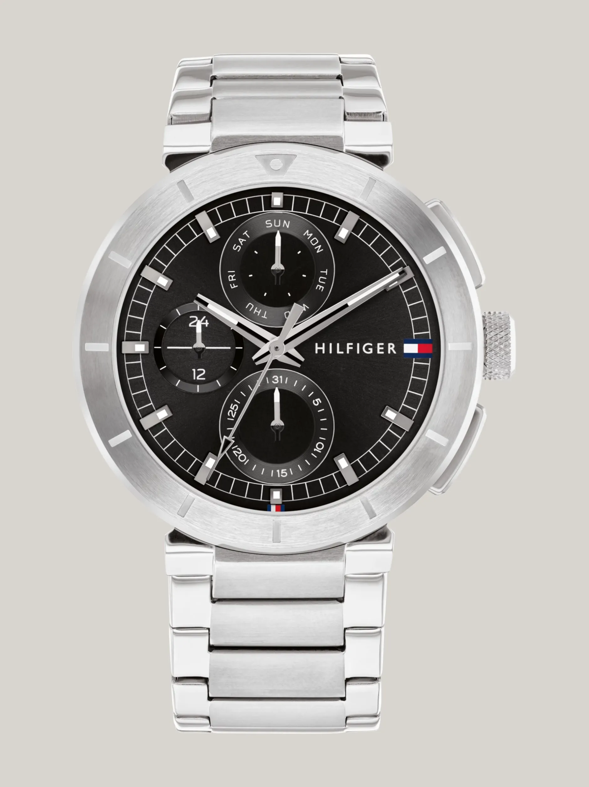 Zegarki*Tommy Hilfiger Zegarek Ze Stali Nierdzewnej Z Czarną Tarczą SILVER