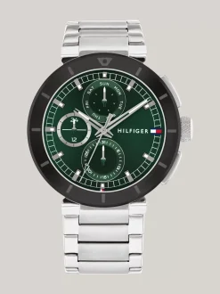 Zegarki*Tommy Hilfiger Zegarek Ze Stali Nierdzewnej Z Zieloną Tarczą SILVER