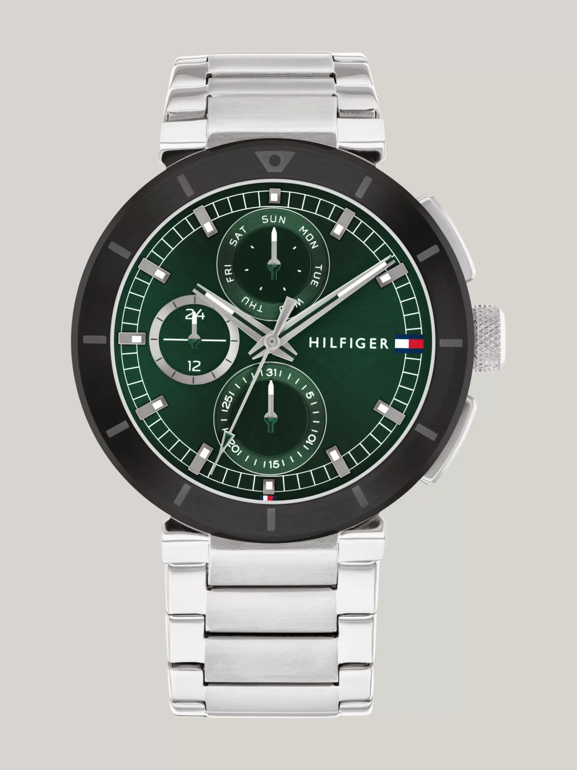 Zegarki*Tommy Hilfiger Zegarek Ze Stali Nierdzewnej Z Zieloną Tarczą SILVER