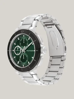 Zegarki*Tommy Hilfiger Zegarek Ze Stali Nierdzewnej Z Zieloną Tarczą SILVER