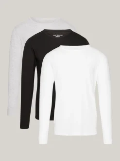 Stroje Domowe*Tommy Hilfiger Zestaw 3 Longsleeve'ów Premium Essential BLACK/WHITE/GREY HEATHER