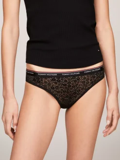 Figi|Bielizna*Tommy Hilfiger Zestaw 3 Par Fig Essential Z Kwiatową Koronką BLACK/WHITE/LIGHT PINK