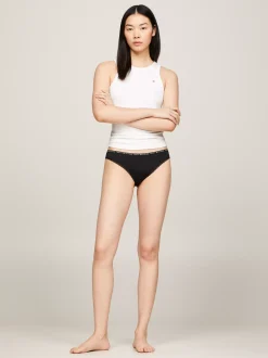 Figi|Bielizna*Tommy Hilfiger Zestaw 3 Par Fig Z Kwiatową Koronką BLACK/ BLACK / BLACK